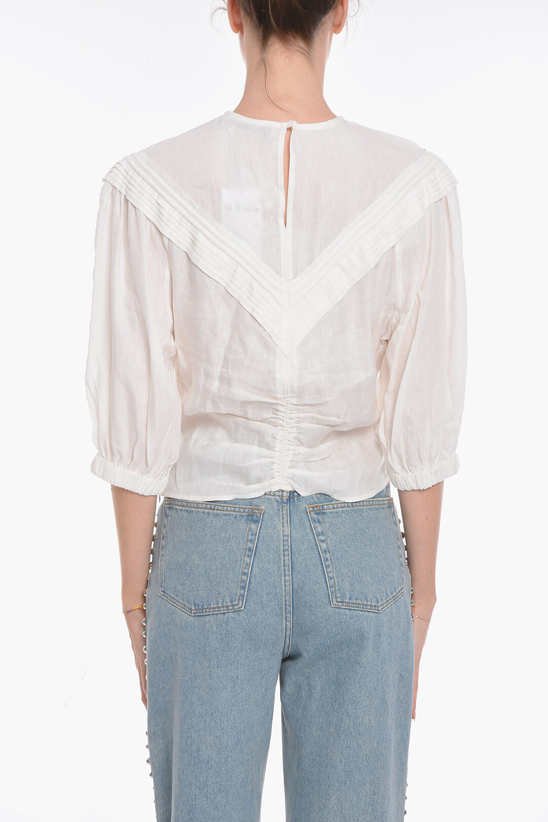 Linen Blend BUNGA Blouse with Pleats