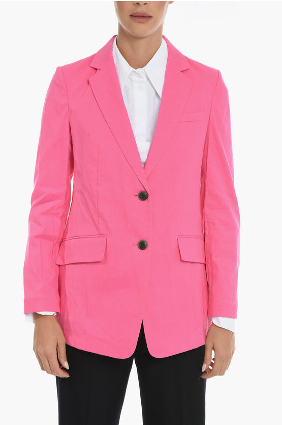 Rag & Bone Linen Blend Charles 2-buttons Blazer With Flap Pockets In Pink