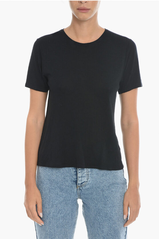 Rag & Bone Linen Blend Crew-neck T-shirt In Black