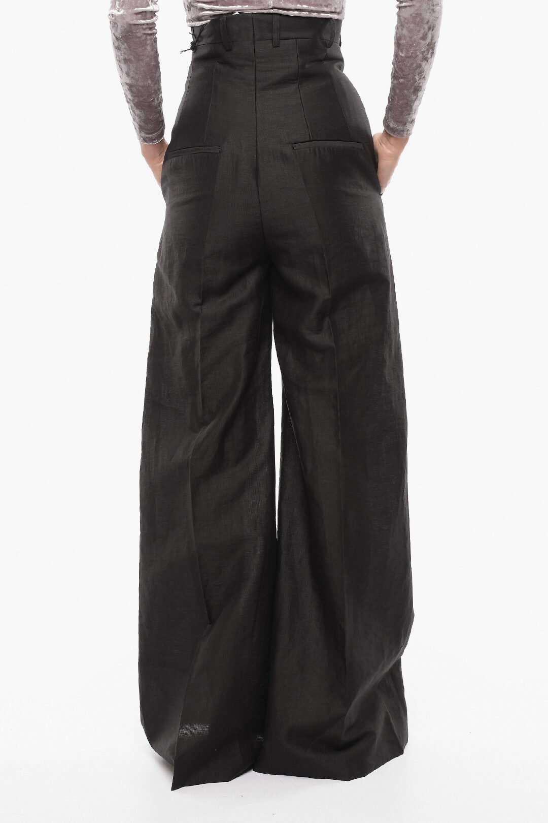 Rick Owens Linen Blend High Waisted Palazzo Pants women - Glamood 