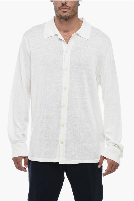 Shop Corneliani Linen Blend Long Sleeved Shirt