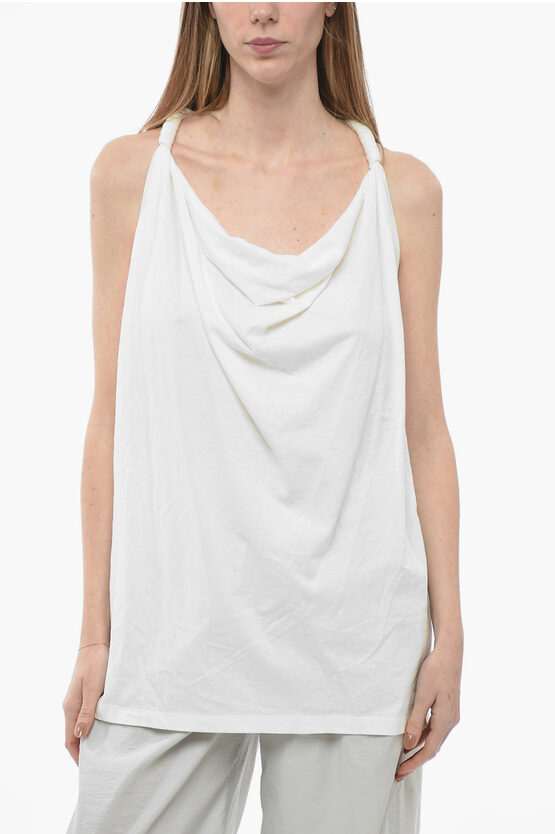 Dior Linen-blend Oversized Tank Top With Draping In White
