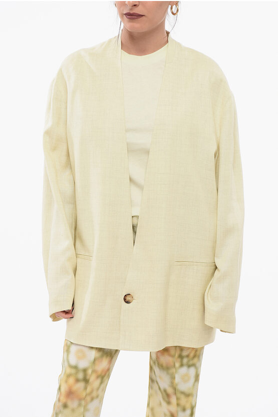PHILOSOPHY DI LORENZO SERAFINI LINEN BLEND REVERSLESS SINGLE BREASTED BLAZER