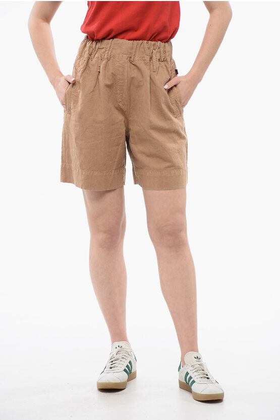 WOOLRICH LINEN BLEND SHORTS WITH ELASTIC WAISTBAND