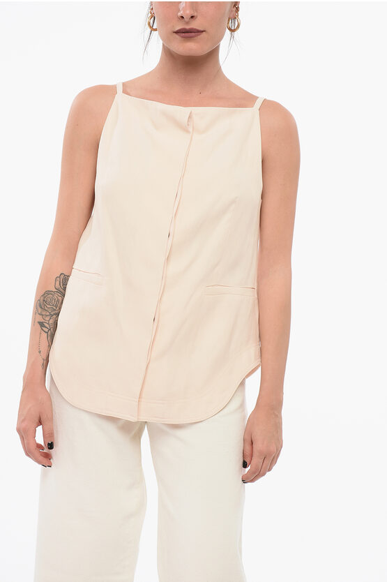 LOULOU STUDIO LINEN BLEND SLEEVELESS TOP