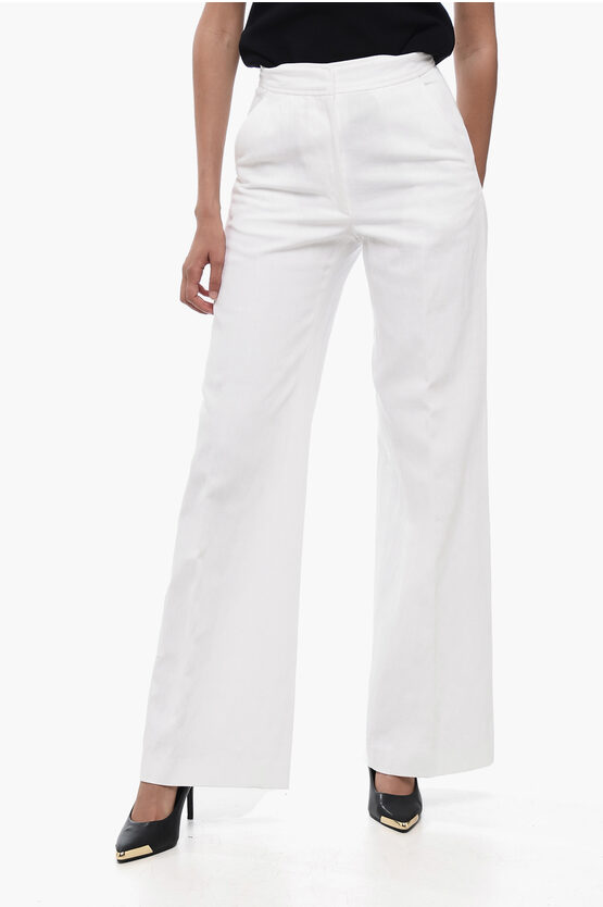 Shop Dries Van Noten Linen Blend Straight Fit Pants