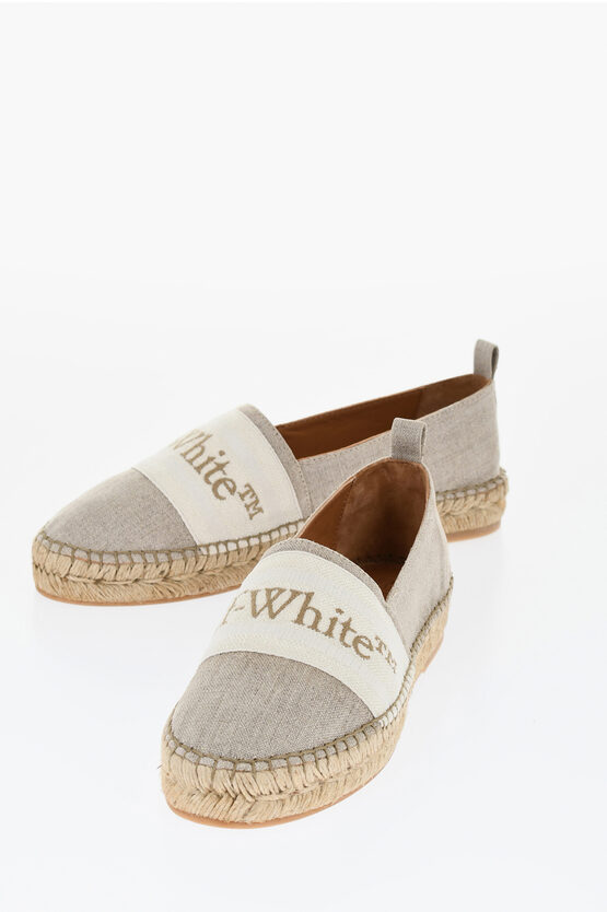 Shop Off-white Linen Bookish Slip-on Espadrillas