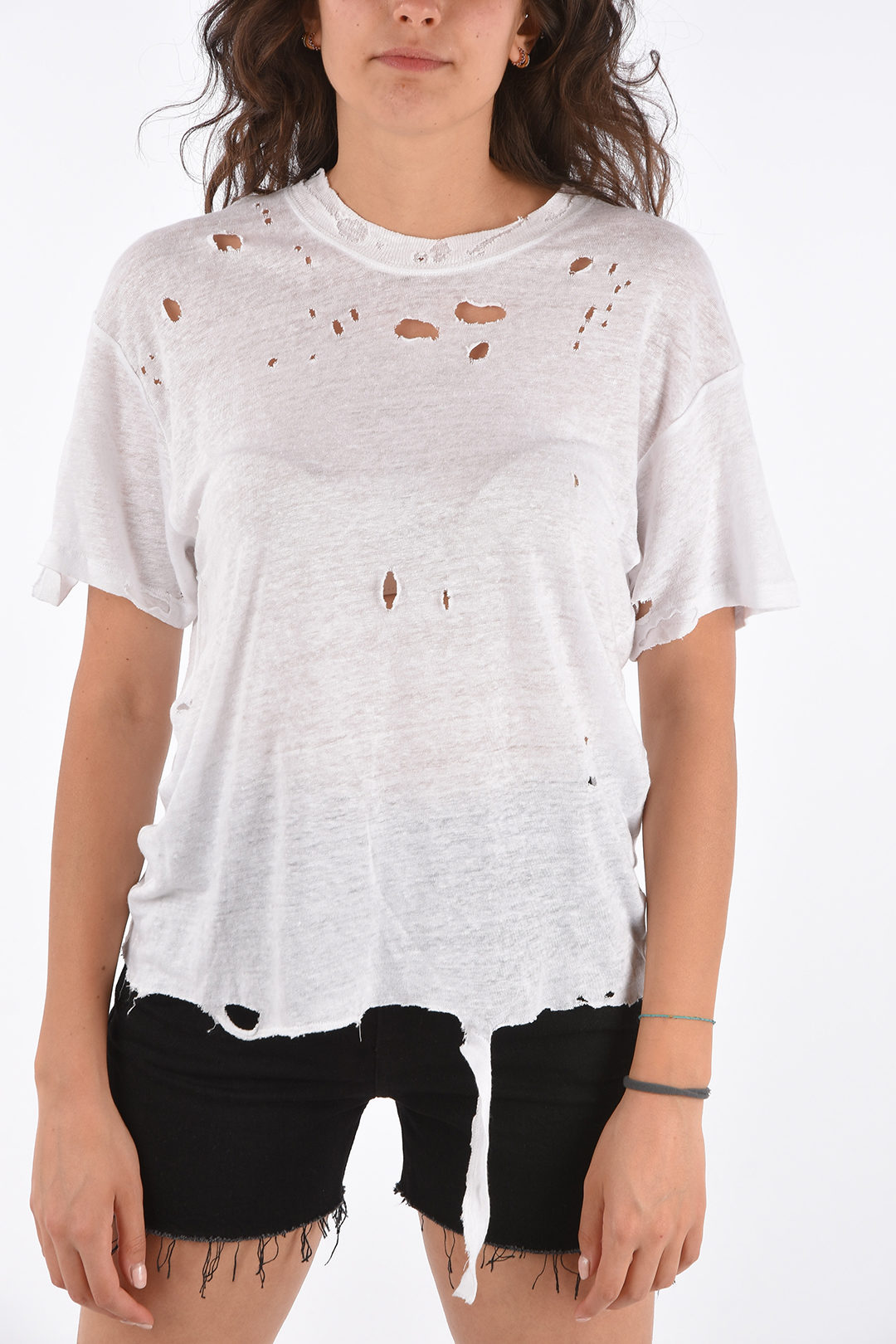Iro Linen Distressed T-shirt - Glamood Outlet
