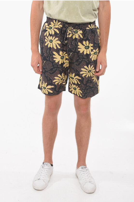 Nanushka Linen Doxxi Shorts With Floral Motif In Multi