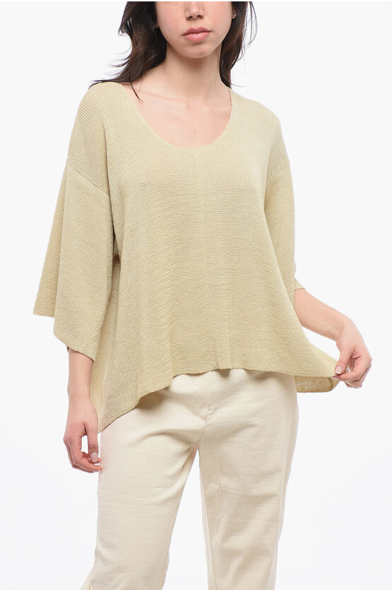 THE ROW LINEN FALEXIS TOP WITH 3/4 SLEEVES