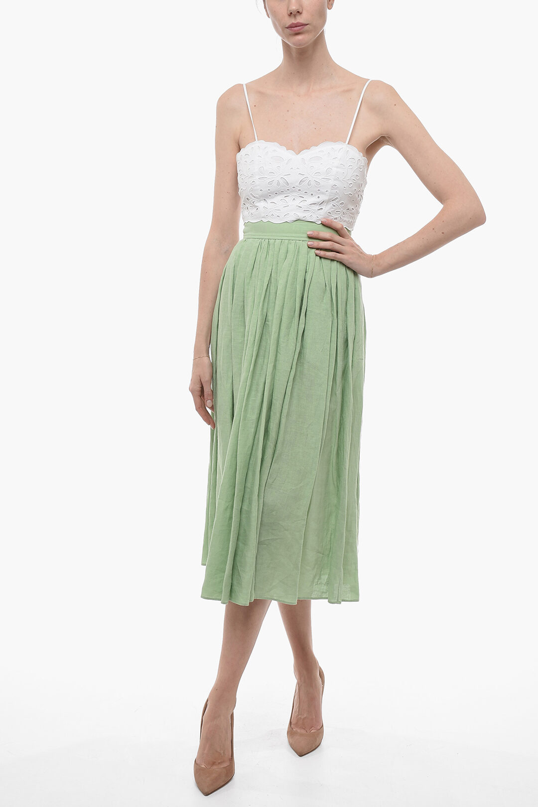 Linen flared skirt best sale