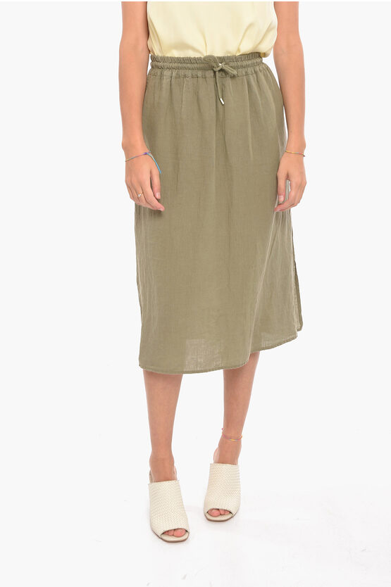 Altea Linen Glory Dress With Drawstring In Green