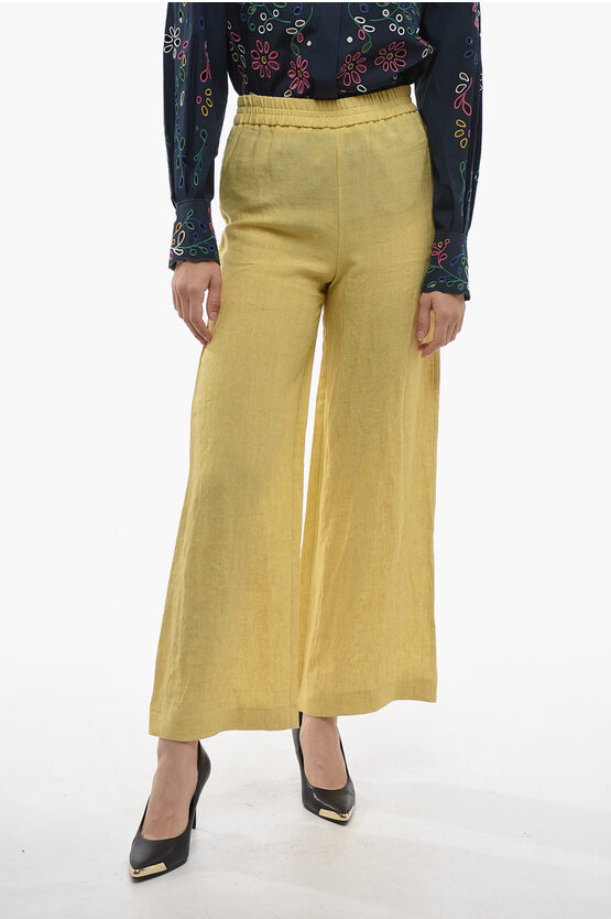 Shop Fabiana Filippi Linen Palazzo Pants With Elastic Waistband