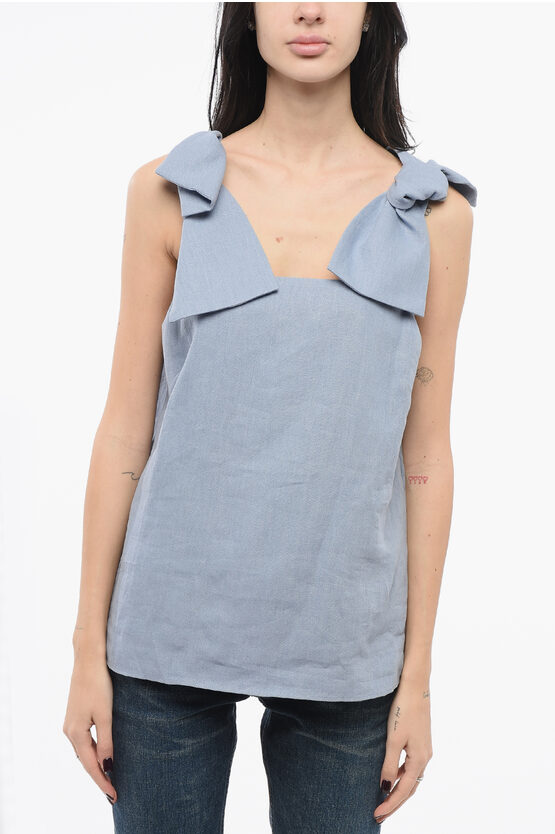 Shop Chloé Linen Top With Bow Straps