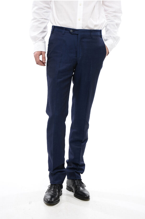 Corneliani Linen Wool And Silk-blended Leader Pants