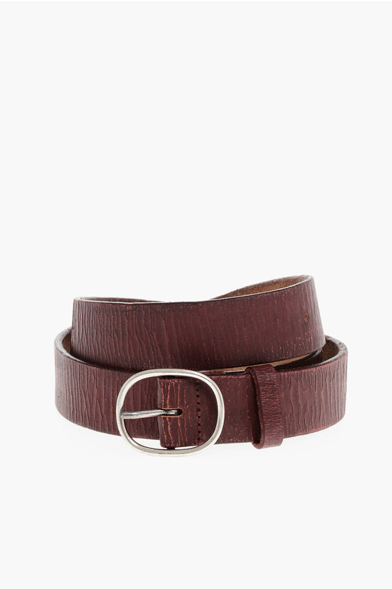Dsquared2 Lived-in Effect Leather Belt 30mm In Brown