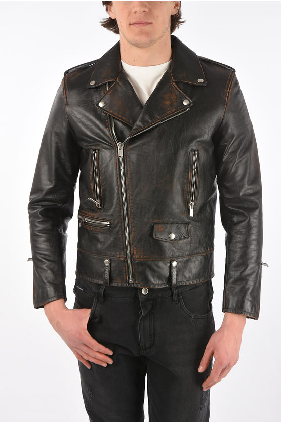 saint laurent brown leather jacket