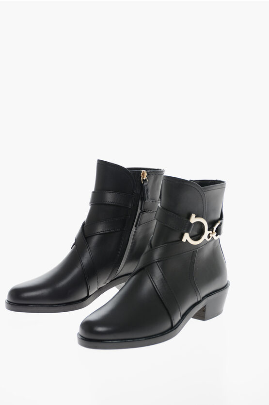 Logo Buckle SHADY Leather Booties 4cm