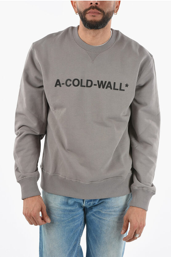 A-cold-wall* Logo Embossed Crew-neck Sweatshirt In Gray