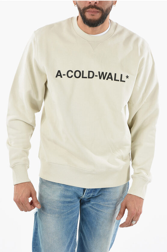 A-cold-wall* Logo Embossed Crew-neck Sweatshirt In Neutral