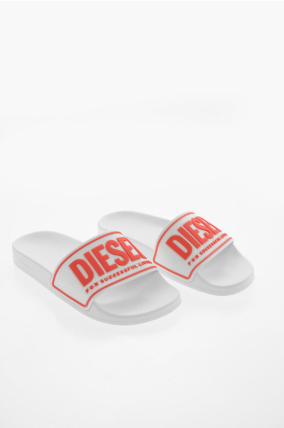 Diesel Logo Embossed Sa-mayemi Cc Swimming Slides In White