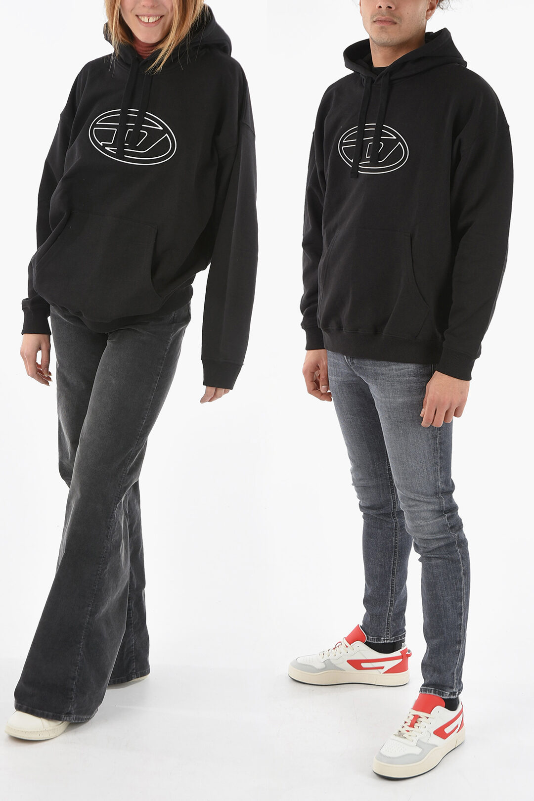 ★関税込み★【DIESEL】Ummer Bigoval ユニセックス パーカー Men's Hoodie with embossed Oval D | Black | Diesel