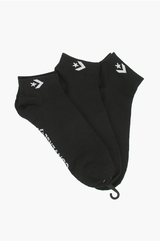 Converse Logo Embroidered 3 Socks Set In Black