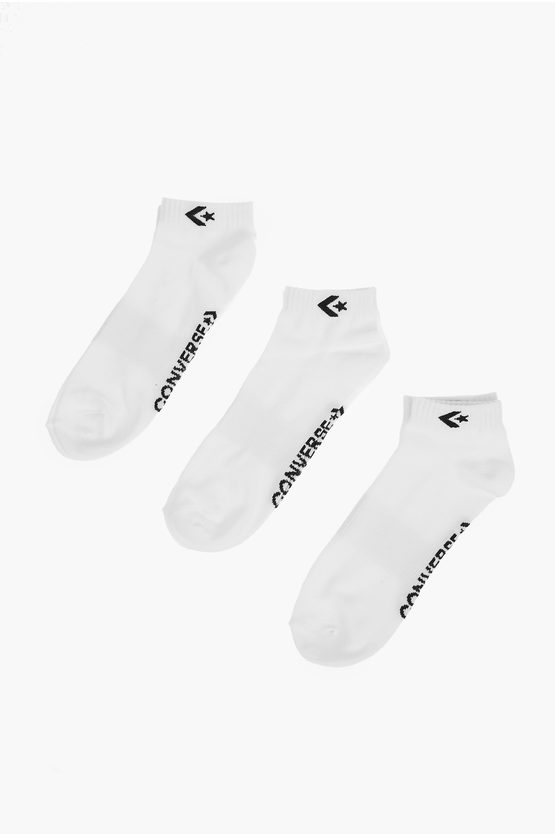 Converse Logo Embroidered 3 Socks Set In White