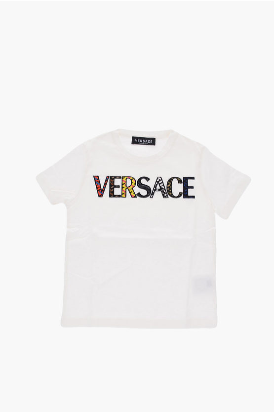 Versace Kids logo embroidered crew-neck t-shirt unisex children