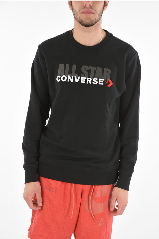 Converse Logo Embroidered Crewneck Sweatshirt In Black