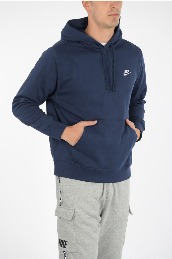 Nike Logo Embroidered Hoodie Sweatshirt In Blue