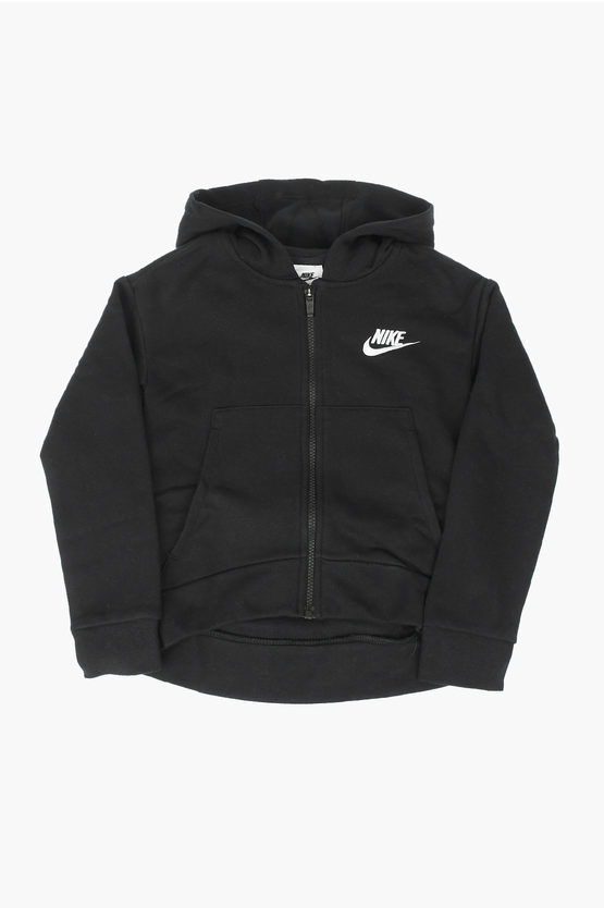 Nike Logo Embroidered Hoodie Sweatshirt In Black