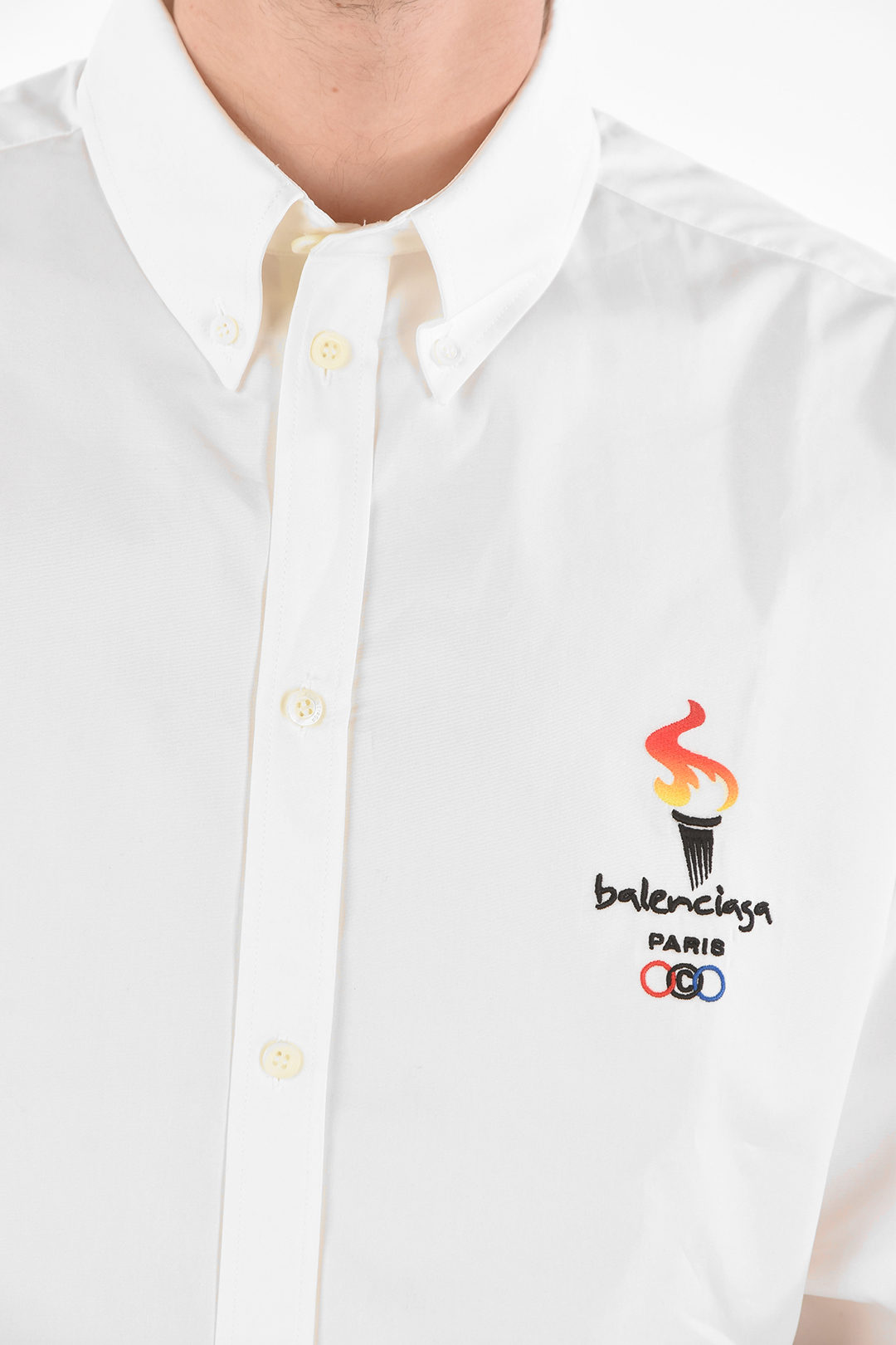 Balenciaga Logo-embroidered Oversized Shirt with Button-down men - Glamood