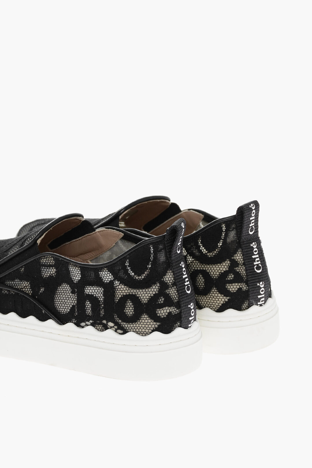 Chloe Logo Lace Details LAUREN Slip On Sneakers with Contrasting