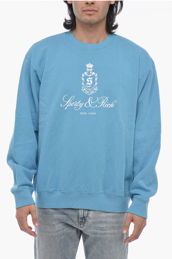 Shop Sporty And Rich Logo Print Crewneck Sweatshirt