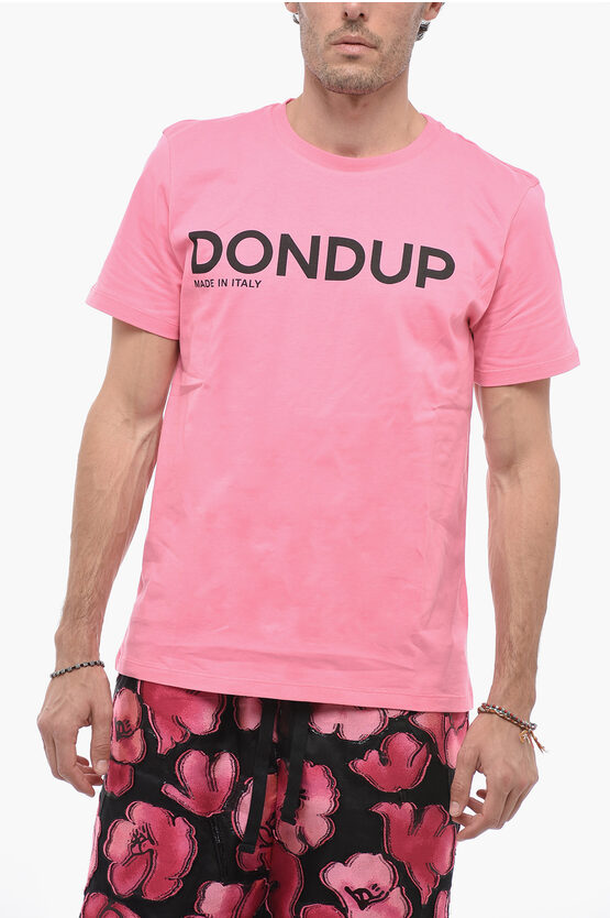 Dondup Logo Print Crewneck T-shirt In Pink