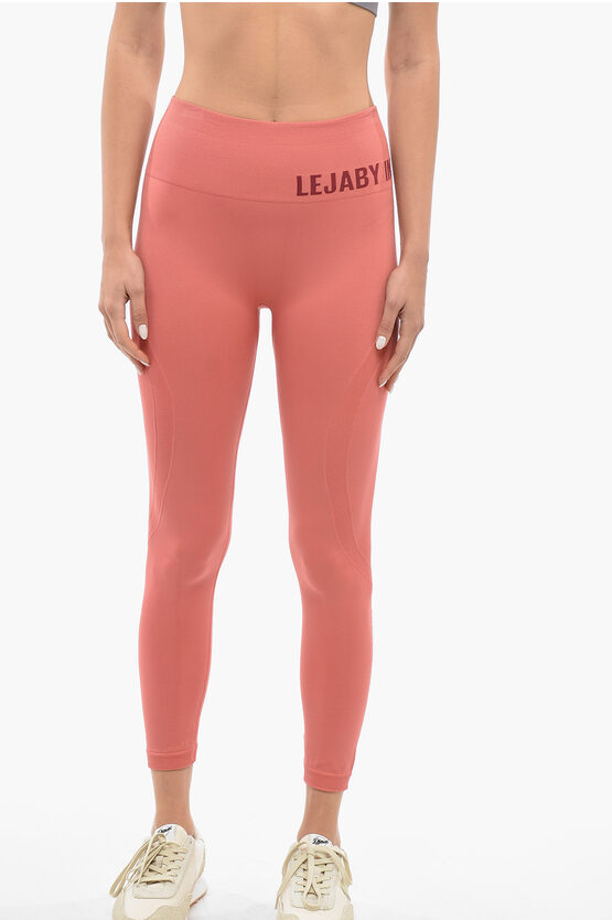 Maison Lejaby Logo Print High-waisted Leggings In Pink