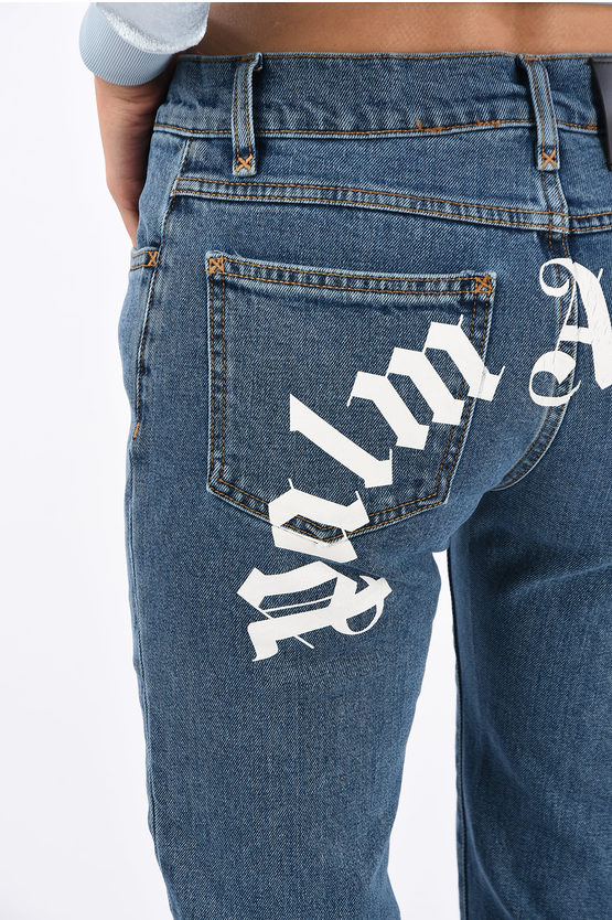 デニム・ジーパン PALM ANGELS Woman Jeans Denim PWYB031F23DEN001 4060 Palm Angels Palm tree-print Jeans | Blue | FARFETCH