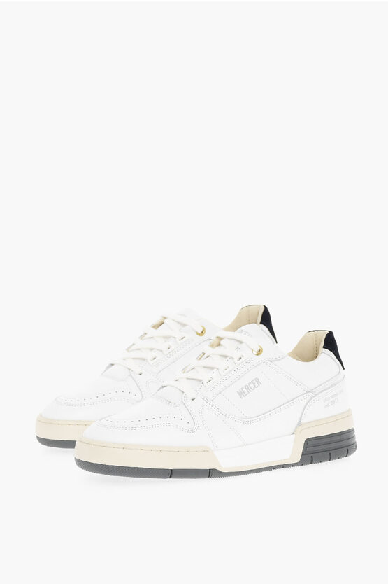 Mercer Amsterdam Logo Print Leather Low-top Trainers In White