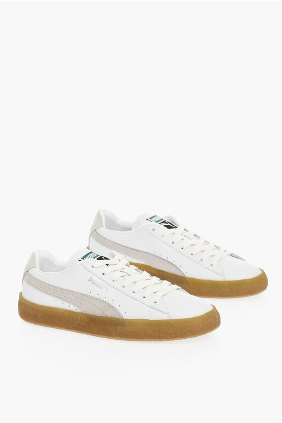 Puma Logo Print Leather Suede Crepe Luxe Low-top Trainers In White