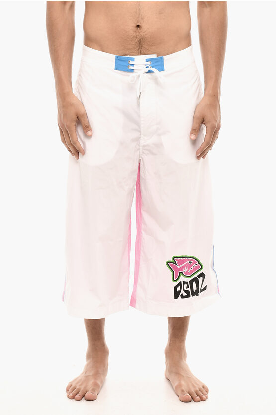 Dsquared2 Logo Print Piranha Swim Shorts