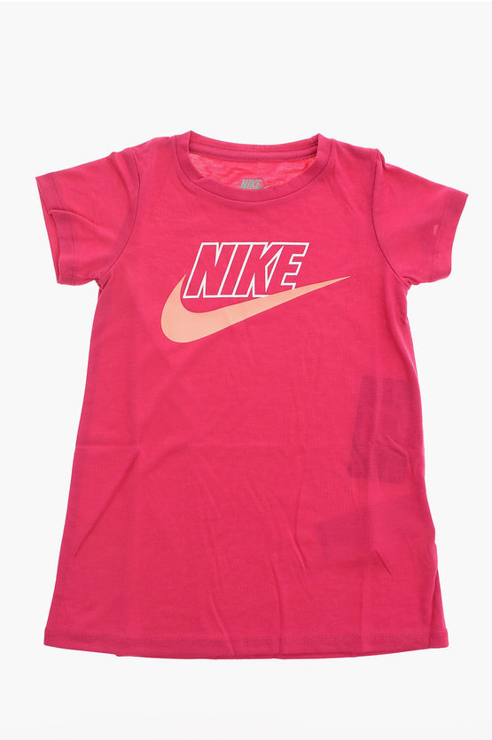 Nike Kids' Logo-print Short Sleeve Dress In Pink
