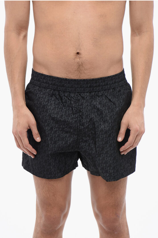 Off-white Swimming Trunks With All-over Logo