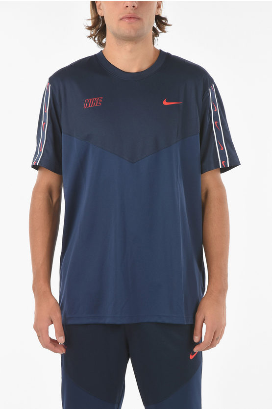 Nike Logo Printed Crew-neck T-shirt In Blue