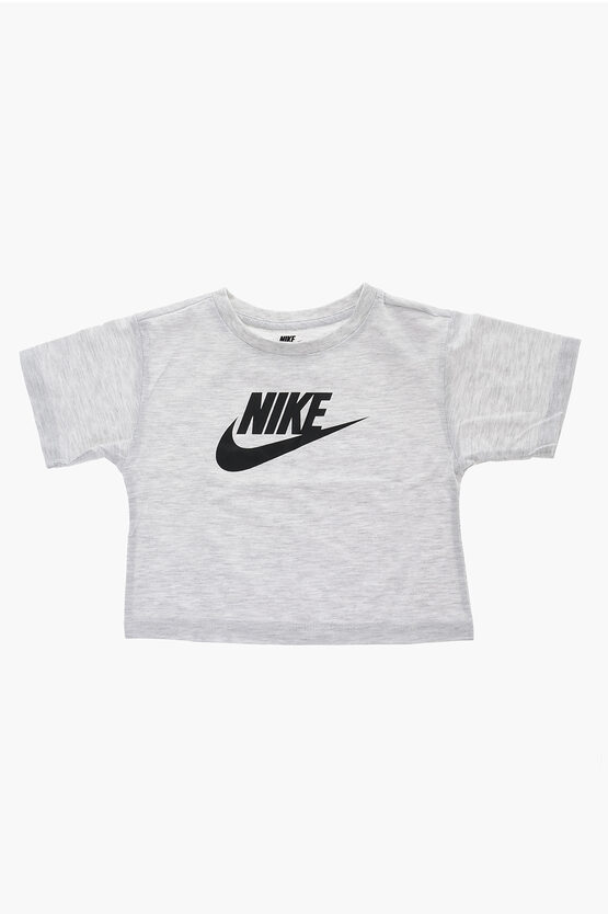 Nike Logo Printed Crew-neck T-shirt In Grey