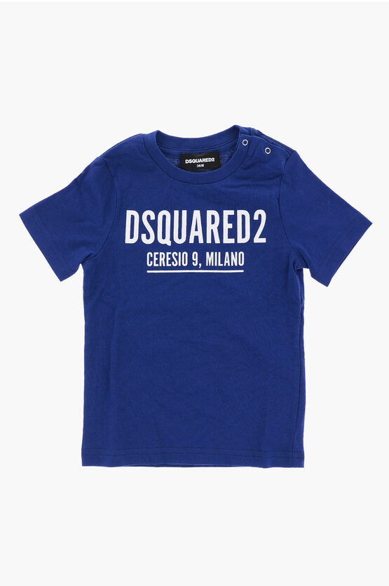 Dsquared2 Logo Printed Crew-neck T-shirt In Blue