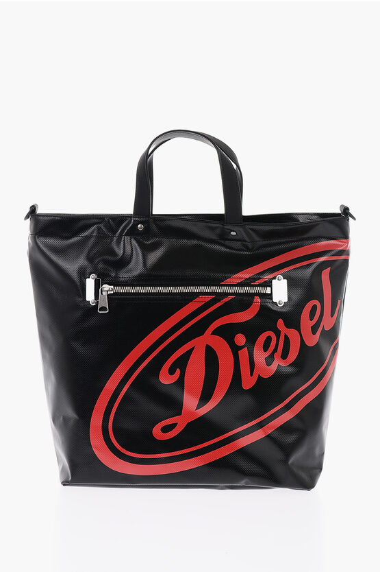 Diesel Logo Printed CURTY Tote Bag with Removable Shoulder Strap unisex ...