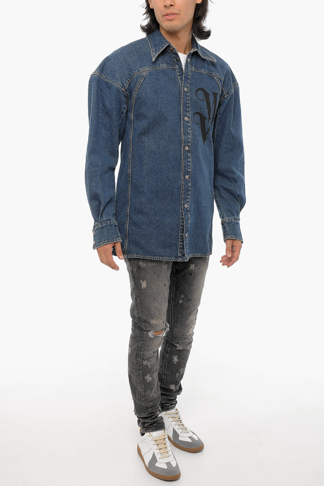 Vivienne Westwood Logo Printed Denim Overshirt men - Glamood