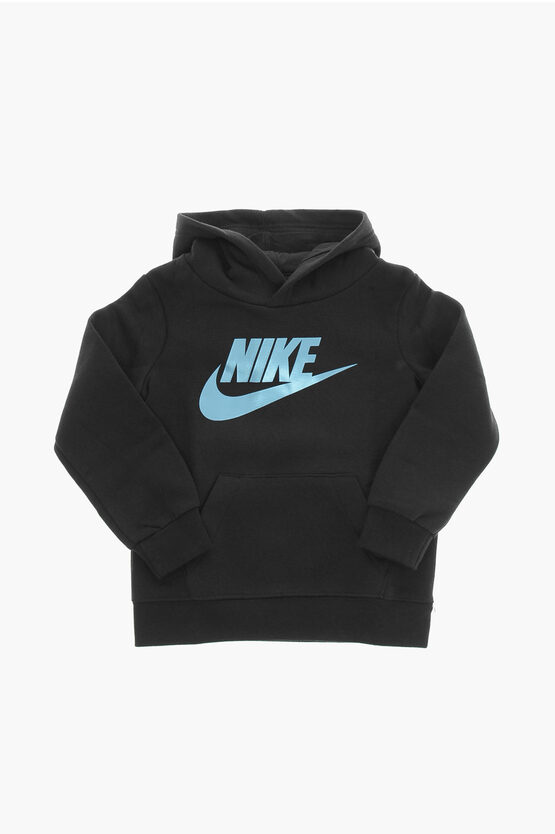 Logo Printed Fleeced Cotton Hoodie