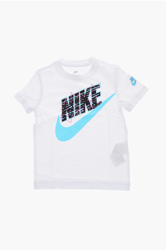 Nike KIDS Crew-neck T-Shirt and Biker Shorts Set with Printed Logo